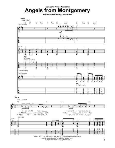 Angels From Montgomery by John Prine - Guitar Tab - Guitar Instructor