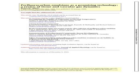 Perfluorocarbon emulsions as a promising technology: a review of tissue and vascular gas ...