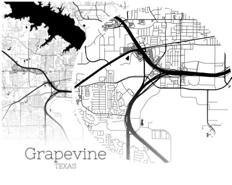 Grapevine Map INSTANT DOWNLOAD Grapevine Texas City Map | Etsy