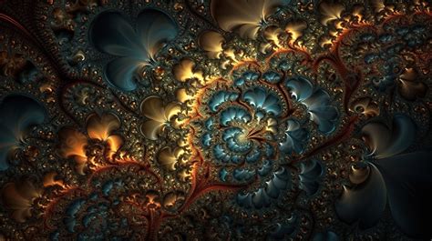 Fondo Fractales Oro Y Azul Patrón Fractal Fondo De Pantalla Fondo, Fractales Fotos Imagen de ...