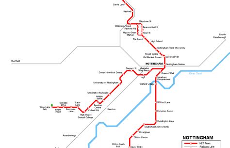 Nottingham Tram Routes Map