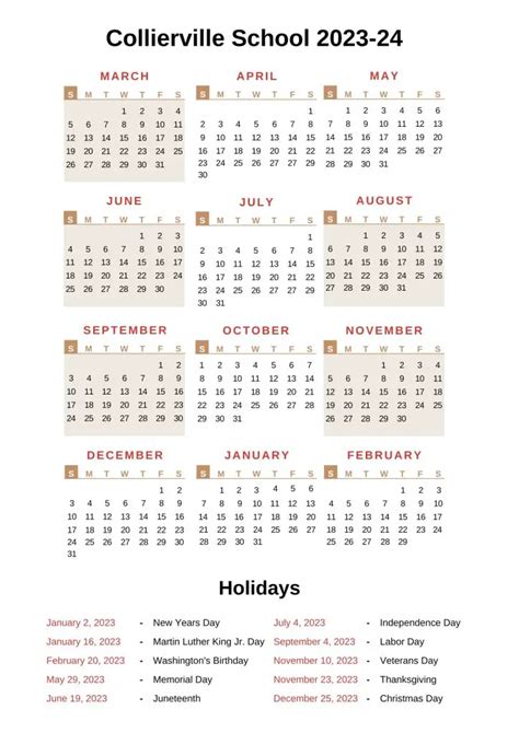 Collierville Schools Calendar 2023-24 With Holidays