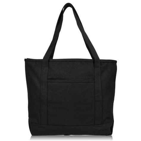 DALIX 20" Solid Color Cotton Canvas Shopping Tote Bag in Black - Walmart.com