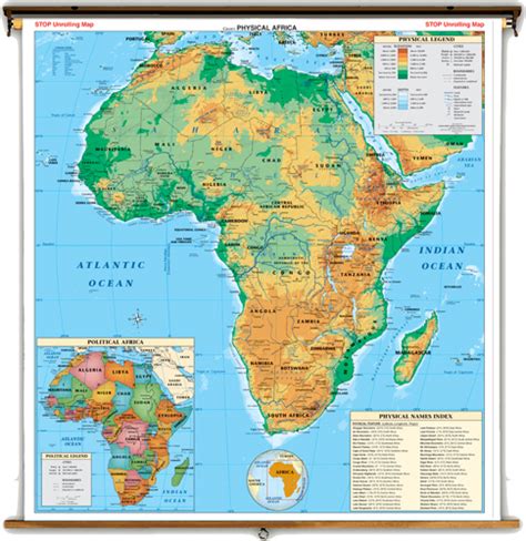 Roller Maps - Africa Physical School / Classroom Map