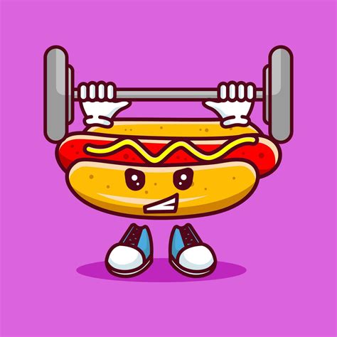 Vector illustration of kawaii hot dog cartoon character with barbell. Vector eps 10 24757011 ...