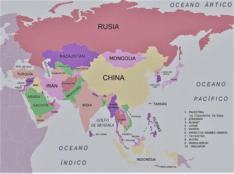 Mapa de Asia para imprimir | Mapamundi Político | Físico | Mudo | Con ...