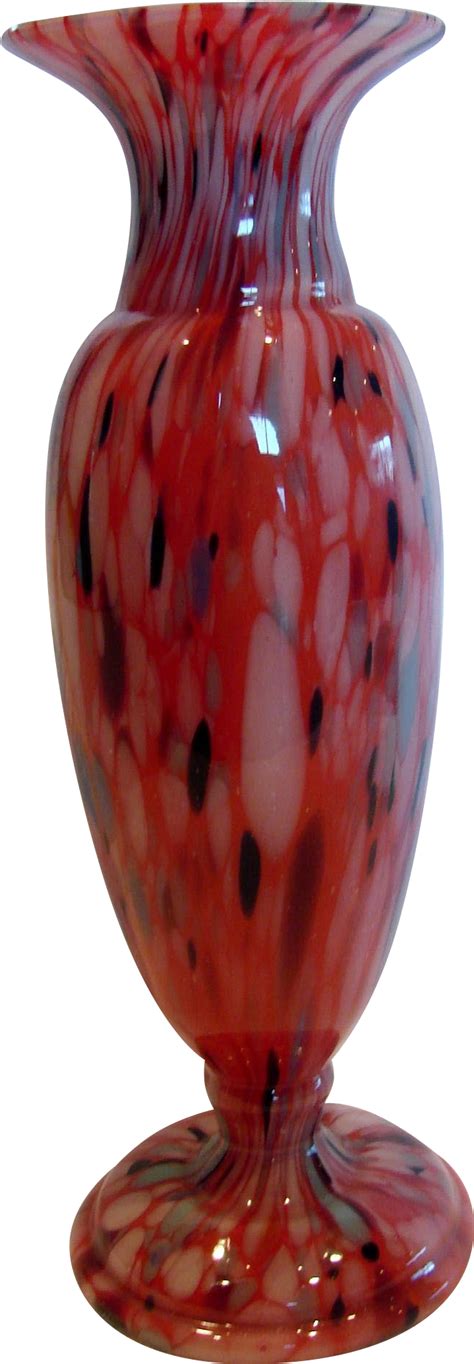 Download Bohemian Czech Kralik 12” Art Glass Vase Cased Red - Vase ...