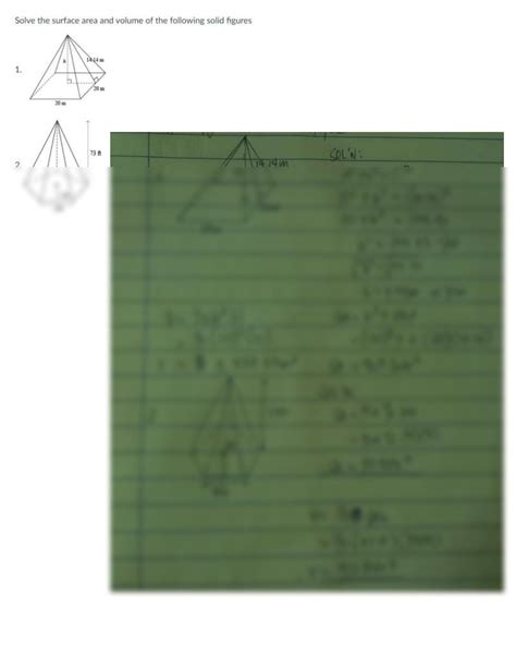 SOLUTION: Solving the surface area and volume of pyramid - Studypool