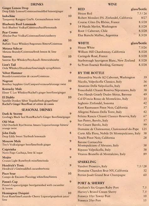 Harry's Bar Menu, Menu for Harry's Bar, Capitol Hill, Seattle ...