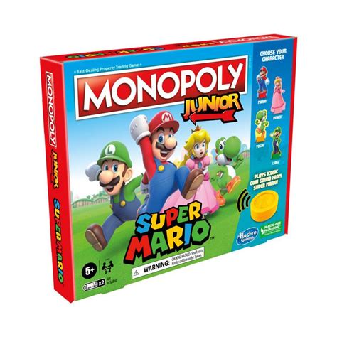 Monopoly Junior Super Mario Edition Board Game, Ages 5+, Explore the Mushroom Kingdom as Mario ...