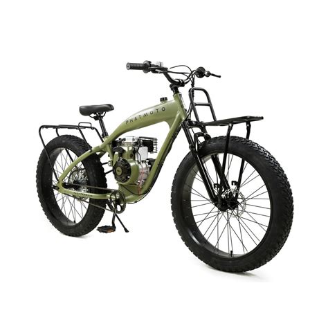 PHATMOTO ALL TERRAIN Fat Tire 2021 - 79cc Motorized Bicycle (Matte Army ...