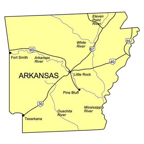 Arkansas US State PowerPoint Map, Highways, Waterways, Capital and ...