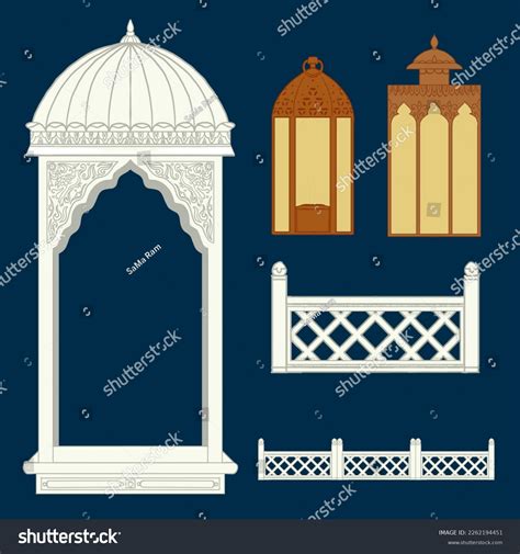 Collection Arch Railings Lanterns Rajasthani Indomughal Stock ...