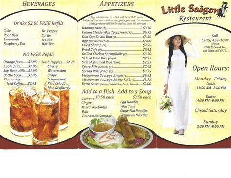 Menu at Little Saigon Restaurant, Las Vegas