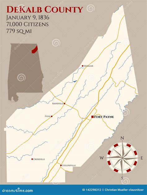 Map of DeKalb County in Alabama Stock Vector - Illustration of ...