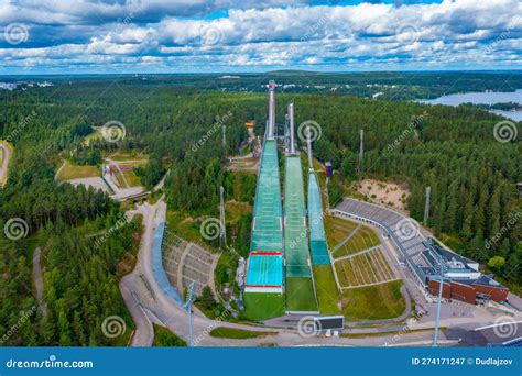 Ski Jumping Stadium in Finnish Town Lahti Editorial Photography - Image ...