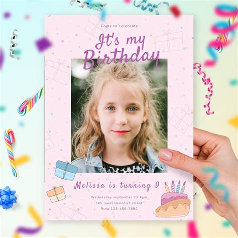 Pink Stars Girl First Birthday Invitation Template Online Maker