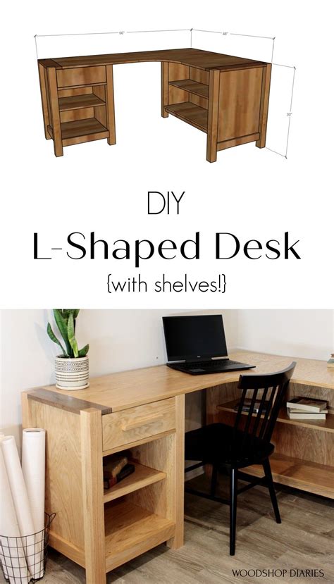 How to Build a DIY L Shaped Desk--{With Shelves!} | Diy desk plans, Diy wood desk, L shaped desk