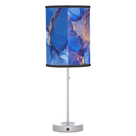 Elegant Blue Gold Abstract Art Table Lamp | Zazzle