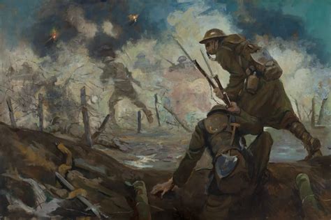 Battle Scene - painting by Samuel Johnson Woolf, embedded in the WWI trenches as an artist ...