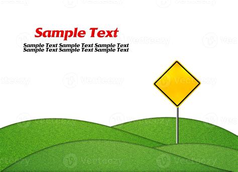 Empty yellow warning road sign with green grass isolated on white 13418430 Stock Photo at Vecteezy