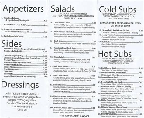 Menu at Front Street Deli pizzeria, Altoona, 112 S 8th St