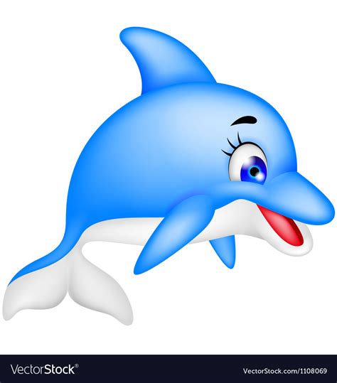 Funny dolphin cartoon Royalty Free Vector Image