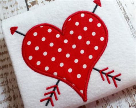 Applique Heart Machine Embroidery Design File, Valentines Day Appliqué ...