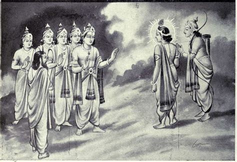 Indra and Gods give boons to Arjuna and Krishna - PICRYL - Public Domain Media Search Engine ...