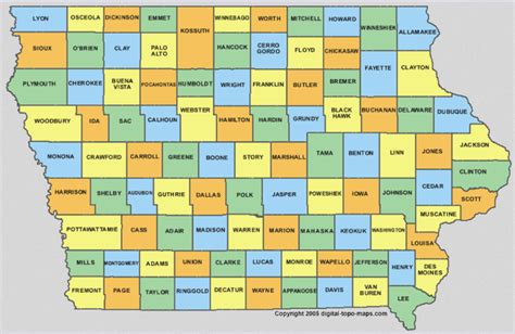 The 99 counties of Iowa. | Iowa county map, County map, Iowa