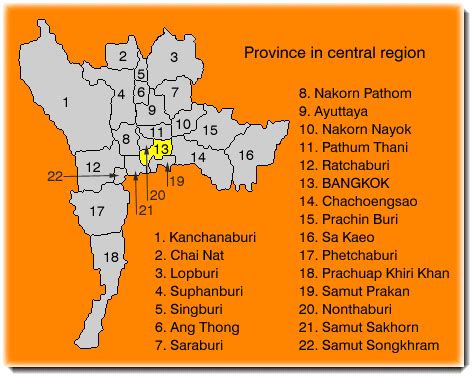 Thailand information : Central region map