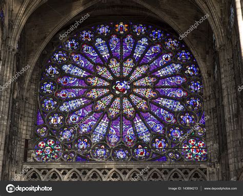 Stained glass in basilica of saint-denis, France – Stock Editorial Photo © isogood #143694213