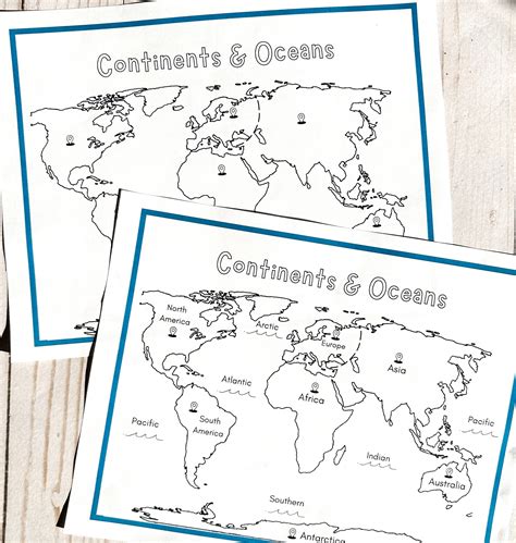 Continents and Oceans Map Coloring Pages. - Etsy