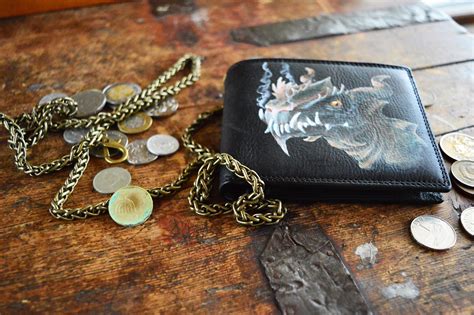 Dragon wallet Personalized wallet men Leather wallet chain men | Etsy