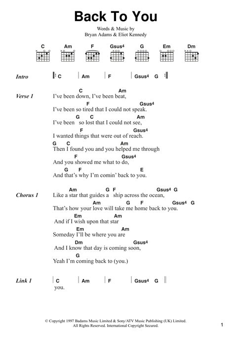 Back To You by Bryan Adams - Guitar Chords/Lyrics - Guitar Instructor