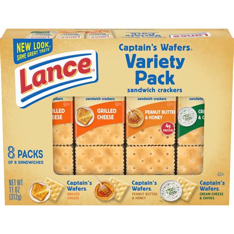 Lance Sandwich Crackers, Variety Pack Captain's Wafers, 8 Ct Box ...