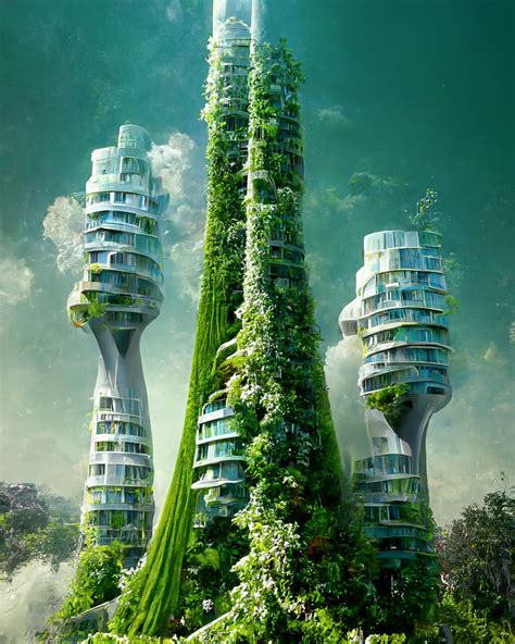 AI envisions futuristic sustainable city with biophilic skyscrapers