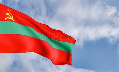 National Flag Transnistria on the Background of Clouds, Fabric Flag ...