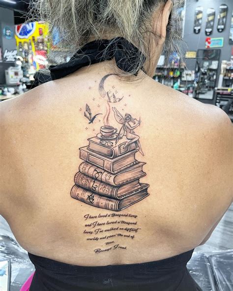 Back book stack tattoo | Bookish tattoos, Book tattoo, Book lover tattoo