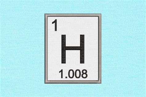 Periodic Table Element 1 H Hydrogen Applique Embroidery