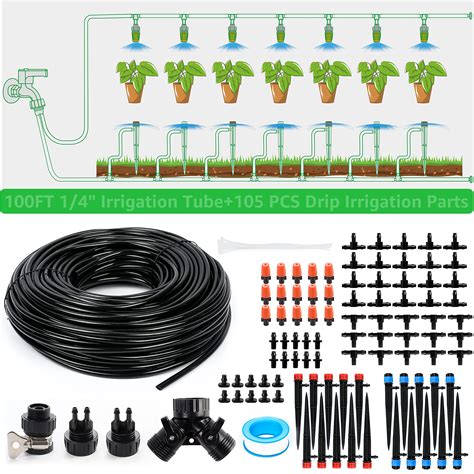 Buy Bonviee Drip Irrigation Kit, 100FT/30M Garden Watering System, 1/4 inch Automatic Patio ...