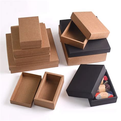 10pcs Retro Brown Kraft Paper Box DIY Craft Gift boxes for socks towel silk scarves accessory ...