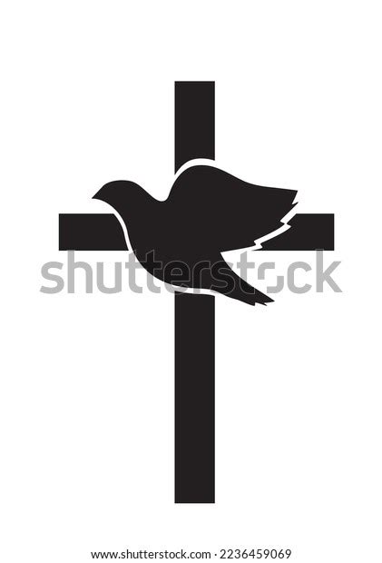 Vector Cross Dove Silhouette Christian Symbols Stock Vector (Royalty ...