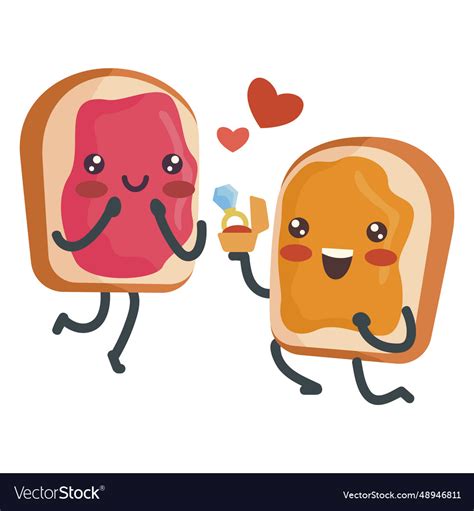 Peanut butter jelly sandwich engaged Royalty Free Vector