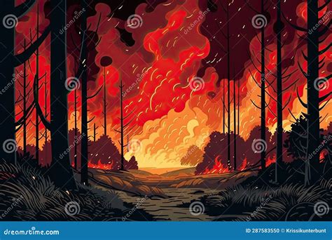 Forest fire red landscape stock photo. Image of fire - 287583550