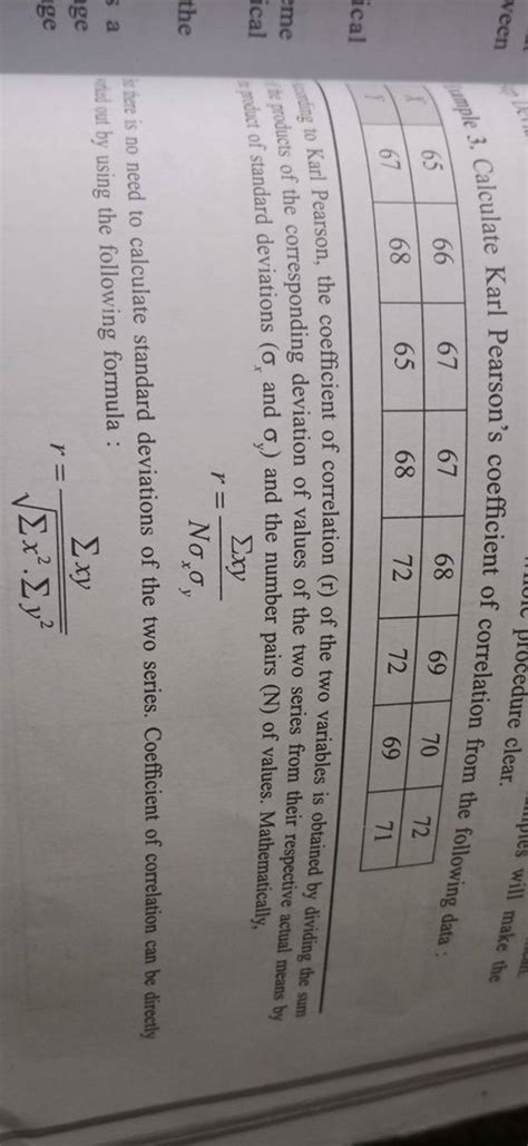 3. Calculate Karl Pearson's coefficient of correlation from the following..