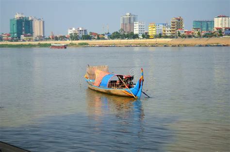 Fishing Boat on the Mekong River in Cambodia. Stock Image - Image of tropical, ship: 107886087