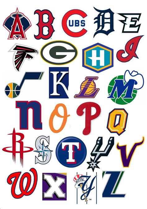 Pro Sports Teams 'ABC' Printable. | Lettering alphabet, Screen printing logo, Lettering