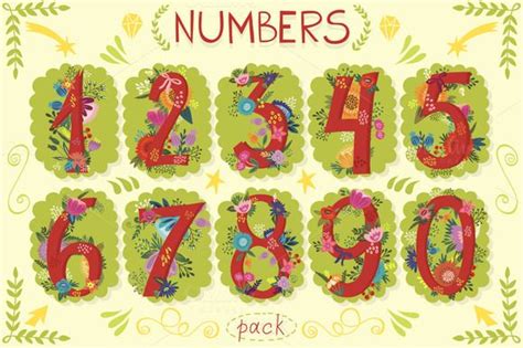 Floral numbers | Creative market, Unique fonts, Creative