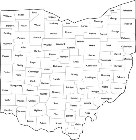 Ohio County Map with Names | Ohio county, Ohio festivals, Ohio map